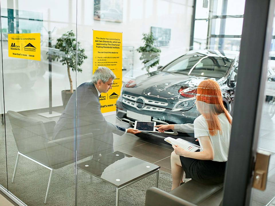 AA Cars Standards banners in car dealership