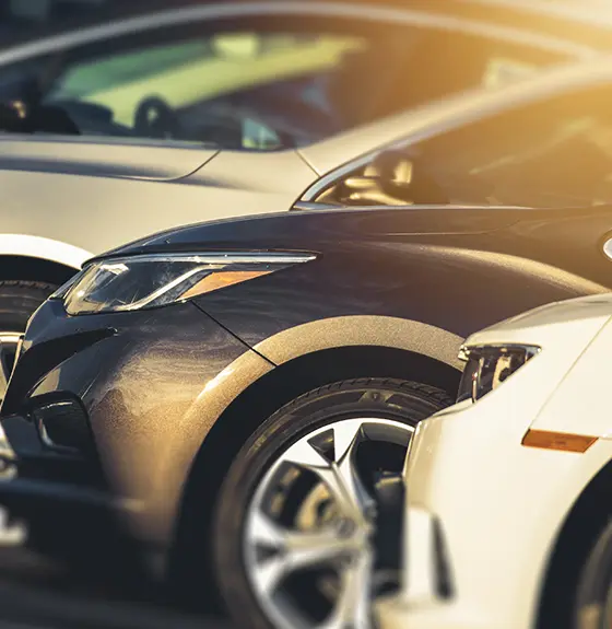 Cars on a dealership forecourt